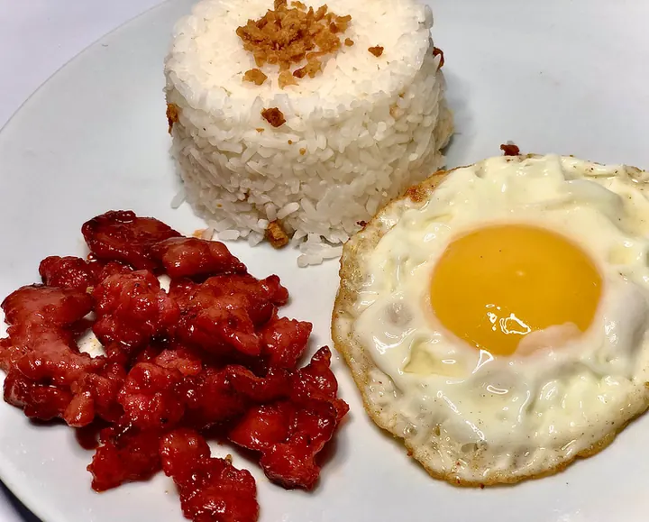 Tocino with garlic rice and a sunny-side-up egg